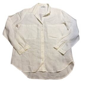 ✨🤍 Pure Navy 100% Linen Button Down‎ Shirt Women’s Medium 🤍✨